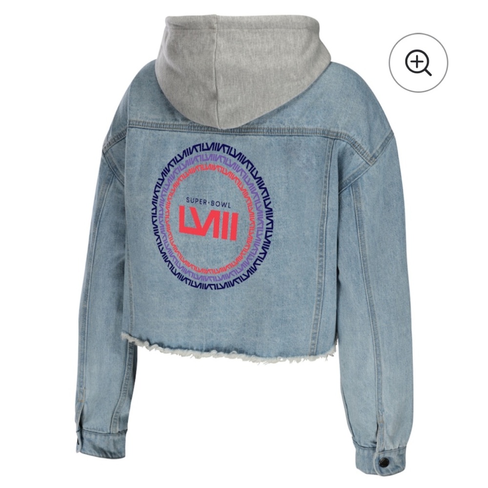 WEAR by Erin Andrews Super Bowl LVIII Cropped Denim Hoodie Jacket